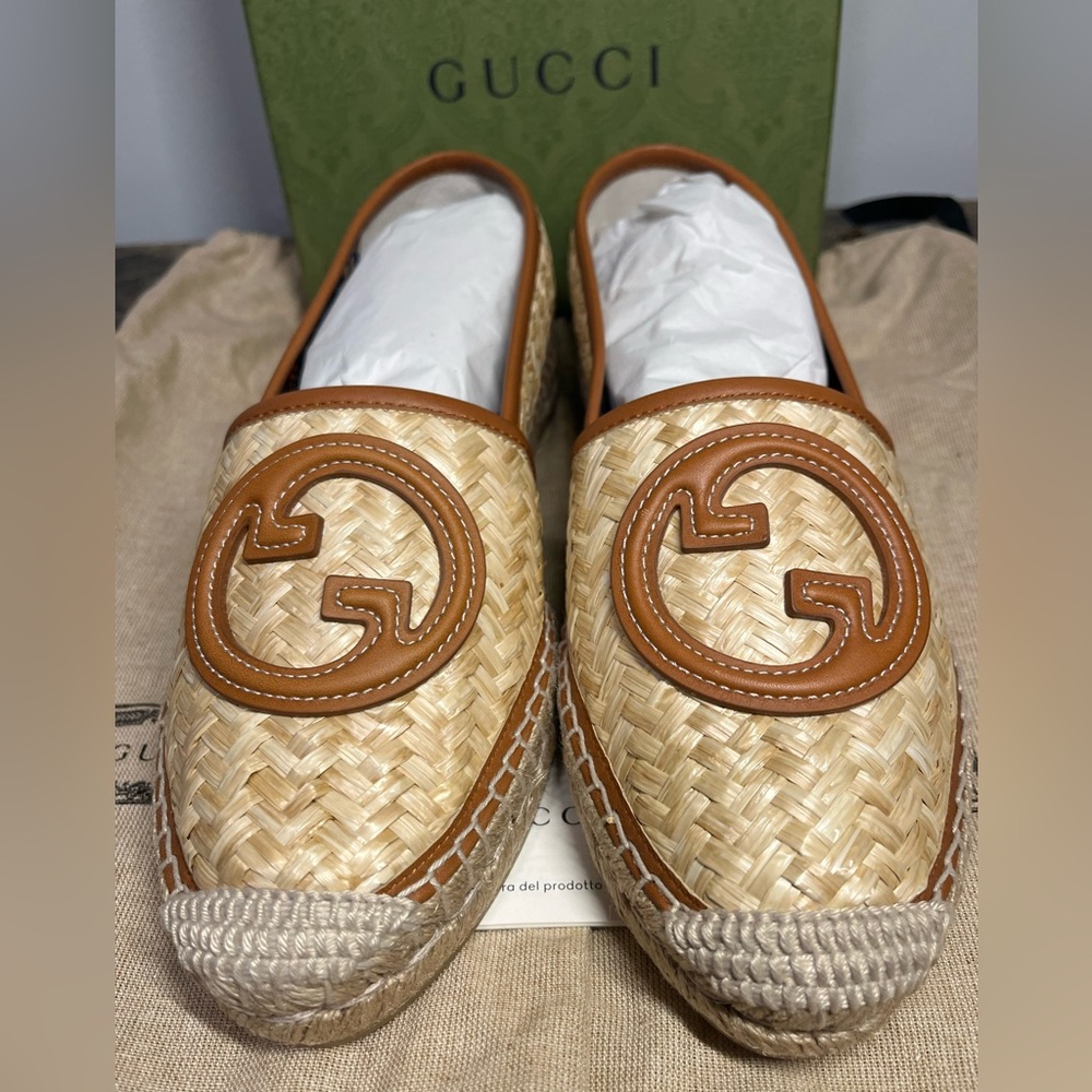 Gucci Natural Tan Straw Espadrilles - Picture 1 of 14
